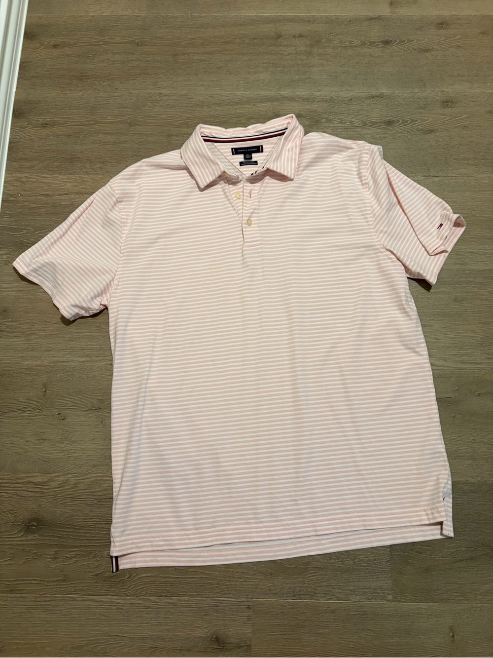 Tommy Hilfiger Men’s Light Pink & White Striped Polo